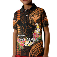Hawaii Kid Polo Shirt Pray For Maui Hawaiian Plumeria Be Strong Gold Verison LT14 Kid Gold - Polynesian Pride
