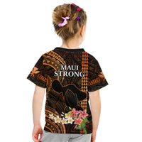 Hawaii Kid T Shirt Pray For Maui Hawaiian Plumeria Be Strong Gold Verison LT14 - Polynesian Pride