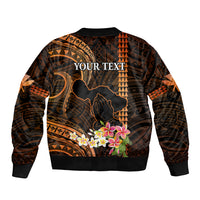 Personalised Hawaii Bomber Jacket Pray For Maui Hawaiian Plumeria Be Strong Gold Verison LT14 - Polynesian Pride