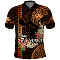 Personalised Hawaii Polo Shirt Pray For Maui Hawaiian Plumeria Be Strong Gold Verison LT14 Gold - Polynesian Pride
