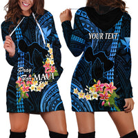 Personalised Hawaii Hoodie Dress Pray For Maui Hawaiian Plumeria Be Strong Blue Verison LT14 - Polynesian Pride