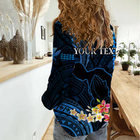 Personalised Hawaii Women Casual Shirt Pray For Maui Hawaiian Plumeria Be Strong Blue Verison LT14 - Polynesian Pride