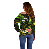 Hawaii Off Shoulder Sweater Pray For Maui Hawaiian Plumeria Be Strong Reggae Verison LT14 - Polynesian Pride