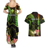 Personalised Hawaii Couples Matching Summer Maxi Dress and Hawaiian Shirt Pray For Maui Hawaiian Plumeria Be Strong Reggae Verison LT14 - Polynesian Pride