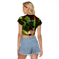 Personalised Hawaii Raglan Cropped T Shirt Pray For Maui Hawaiian Plumeria Be Strong Reggae Verison LT14 - Polynesian Pride