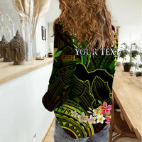 Personalised Hawaii Women Casual Shirt Pray For Maui Hawaiian Plumeria Be Strong Reggae Verison LT14 - Polynesian Pride