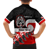 Personalised Te Reo Maori New Zealand Family Matching Off Shoulder Long Sleeve Dress and Hawaiian Shirt Kia Haka Maori Fern With Tino Rangatiratanga LT14 - Polynesian Pride