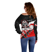 Personalised Te Reo Maori New Zealand Off Shoulder Sweater Kia Haka Maori Fern With Tino Rangatiratanga LT14 - Polynesian Pride