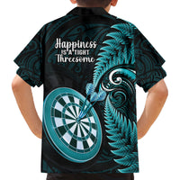 New Zealand Darts Family Matching Summer Maxi Dress and Hawaiian Shirt Happiness Is A Tight Threesome Maori Turquoise LT14 - Polynesian Pride