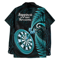 New Zealand Darts Family Matching Summer Maxi Dress and Hawaiian Shirt Happiness Is A Tight Threesome Maori Turquoise LT14 - Polynesian Pride