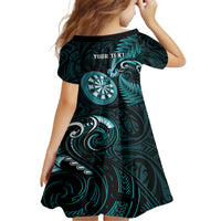 Personalised New Zealand Darts Family Matching Summer Maxi Dress and Hawaiian Shirt Happiness Is A Tight Threesome Maori Turquoise LT14 - Polynesian Pride