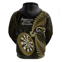 New Zealand Darts Hoodie Happiness Is A Tight Threesome Maori Gold LT14 - Polynesian Pride