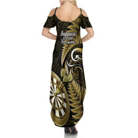 New Zealand Darts Summer Maxi Dress Happiness Is A Tight Threesome Maori Gold LT14 - Polynesian Pride