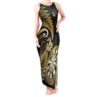 New Zealand Darts Tank Maxi Dress Happiness Is A Tight Threesome Maori Gold LT14 Women Gold - Polynesian Pride