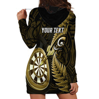 Personalised New Zealand Darts Hoodie Dress Happiness Is A Tight Threesome Maori Gold LT14 - Polynesian Pride