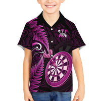New Zealand Darts Family Matching Off Shoulder Maxi Dress and Hawaiian Shirt Happiness Is A Tight Threesome Maori Pink LT14 Son's Shirt Pink - Polynesian Pride