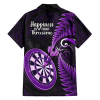 New Zealand Darts Family Matching Short Sleeve Bodycon Dress and Hawaiian Shirt Happiness Is A Tight Threesome Maori Purple LT14 - Polynesian Pride