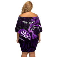 Personalised New Zealand Darts Off Shoulder Short Dress Happiness Is A Tight Threesome Maori Purple LT14 - Polynesian Pride