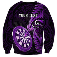 Personalised New Zealand Darts Sweatshirt Happiness Is A Tight Threesome Maori Purple LT14 - Polynesian Pride