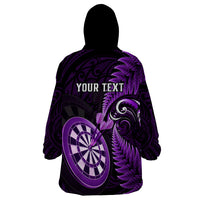 Personalised New Zealand Darts Wearable Blanket Hoodie Happiness Is A Tight Threesome Maori Purple LT14 - Polynesian Pride