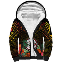 Papua New Guinea East New Britain Province Sherpa Hoodie Papua Niugini Coat Of Arms With Flag Style LT14 Unisex Black - Polynesian Pride