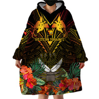 Papua New Guinea Western Province Wearable Blanket Hoodie Papua Niugini Coat Of Arms With Flag Style LT14 - Polynesian Pride