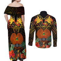 papua-new-guinea-manus-province-couples-matching-off-shoulder-maxi-dress-and-long-sleeve-button-shirts-papua-niugini-coat-of-arms-with-flag-style