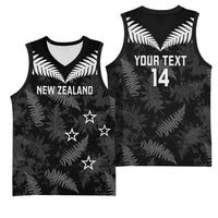 Custom New Zealand Silver Fern Football Basketball Jersey Go Aotearoa Grunge Black - Polynesian Pride