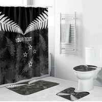 Custom New Zealand Silver Fern Football Bathroom Set Go Aotearoa Grunge Black - Polynesian Pride