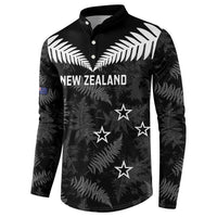 Custom New Zealand Silver Fern Football Button Sweatshirt Go Aotearoa Grunge Black - Polynesian Pride