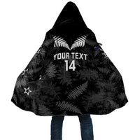 Custom New Zealand Silver Fern Football Cloak Go Aotearoa Grunge Black - Polynesian Pride