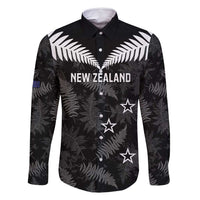 Custom New Zealand Silver Fern Football Family Matching Mermaid Dress and Hawaiian Shirt Go Aotearoa Grunge Black - Polynesian Pride