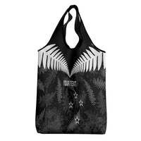 Custom New Zealand Silver Fern Football Grocery Bag Go Aotearoa Grunge Black - Polynesian Pride