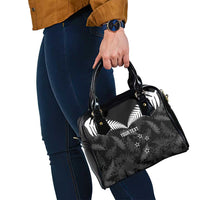 Custom New Zealand Silver Fern Football Shoulder Handbag Go Aotearoa Grunge Black - Polynesian Pride