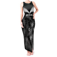 Custom New Zealand Silver Fern Football Tank Maxi Dress Go Aotearoa Grunge Black - Polynesian Pride