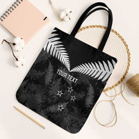 Custom New Zealand Silver Fern Football Tote Bag Go Aotearoa Grunge Black - Polynesian Pride