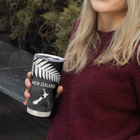 Custom New Zealand Silver Fern Football Tumbler Cup Go Aotearoa Grunge Black - Polynesian Pride