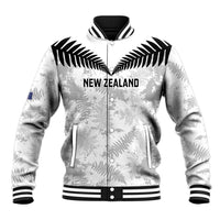 Custom New Zealand Silver Fern Football Baseball Jacket Go Aotearoa Grunge White - Polynesian Pride