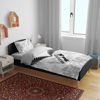 Custom New Zealand Silver Fern Football Bedding Set Go Aotearoa Grunge White - Polynesian Pride
