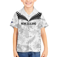 Custom New Zealand Silver Fern Football Family Matching Puletasi and Hawaiian Shirt Go Aotearoa Grunge White - Polynesian Pride