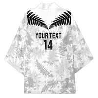Custom New Zealand Silver Fern Football Kimono Go Aotearoa Grunge White - Polynesian Pride
