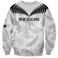 Custom New Zealand Silver Fern Football Sweatshirt Go Aotearoa Grunge White - Polynesian Pride