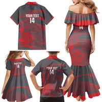 Custom New Caledonia Football Family Matching Mermaid Dress and Hawaiian Shirt Allez Les Cagous Grey Version LT14 - Polynesian Pride