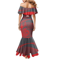 Custom New Caledonia Football Family Matching Mermaid Dress and Hawaiian Shirt Allez Les Cagous Grey Version LT14 - Polynesian Pride