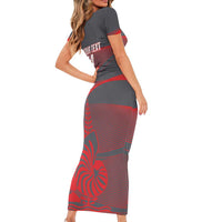 Custom New Caledonia Football Family Matching Short Sleeve Bodycon Dress and Hawaiian Shirt Allez Les Cagous Grey Version LT14 - Polynesian Pride