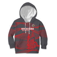 Custom New Caledonia Football Kid Hoodie Allez Les Cagous Grey Version - Polynesian Pride