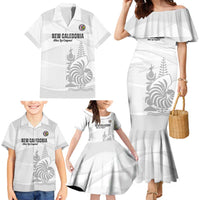 Custom New Caledonia Football Family Matching Mermaid Dress and Hawaiian Shirt Allez Les Cagous White Version LT14 - Polynesian Pride