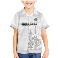 Custom New Caledonia Football Family Matching Mermaid Dress and Hawaiian Shirt Allez Les Cagous White Version LT14 Son's Shirt White - Polynesian Pride