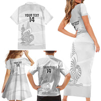 Custom New Caledonia Football Family Matching Short Sleeve Bodycon Dress and Hawaiian Shirt Allez Les Cagous White Version LT14 - Polynesian Pride