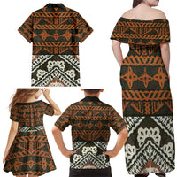 Bula Fiji Tapa Family Matching Off Shoulder Maxi Dress and Hawaiian Shirt Fijian Masi Vintage Vibes - Polynesian Pride